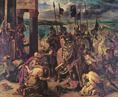 Entry of the Latin Crusaders into Constantinople, 1204,  by Eugene Delacroix, 1798-1863, Location TBD.